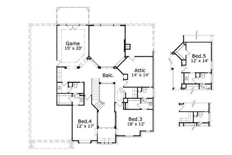 Floor Plan Second Story of Luxury Plan #156-1292