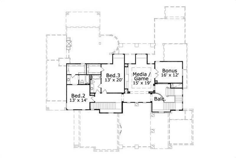 Floor Plan Second Story of Plan #156-1293