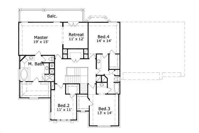 Floor Plan Second Story of Luxury Plan #156-1294