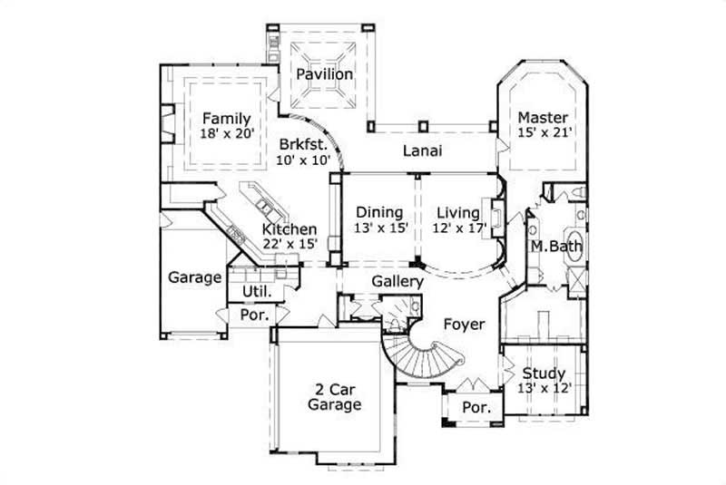 Floor Plan First Story of Mediterranean Plan #156-1310