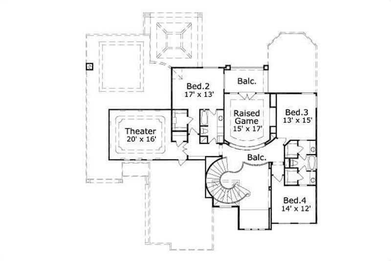 Floor Plan Second Story of Mediterranean Plan #156-1310