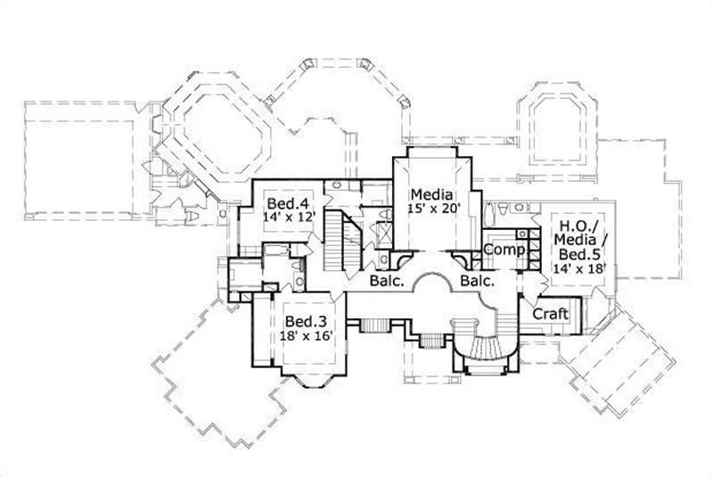 Floor Plan Second Story of Country Plan #156-1316