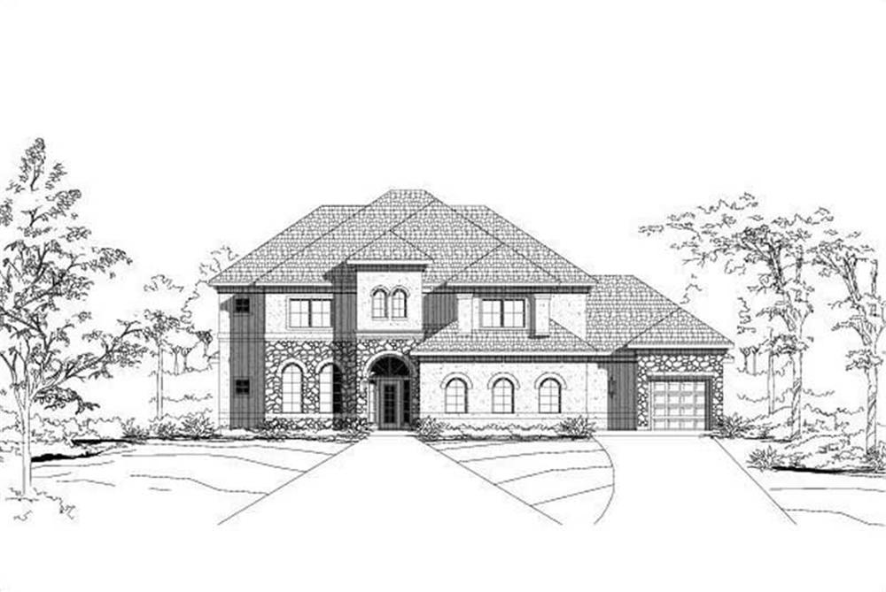 Front elevation of Tuscan home (ThePlanCollection: House Plan #156-1321)