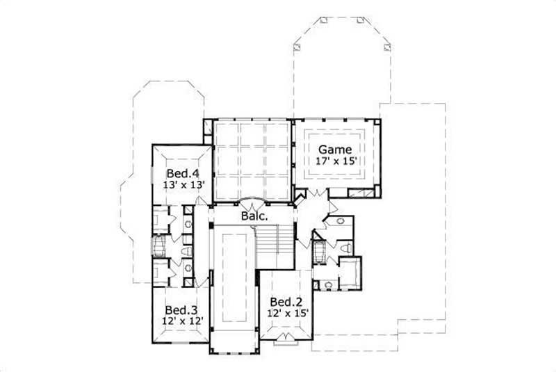 Floor Plan Second Story of Mediterranean Plan #156-1322