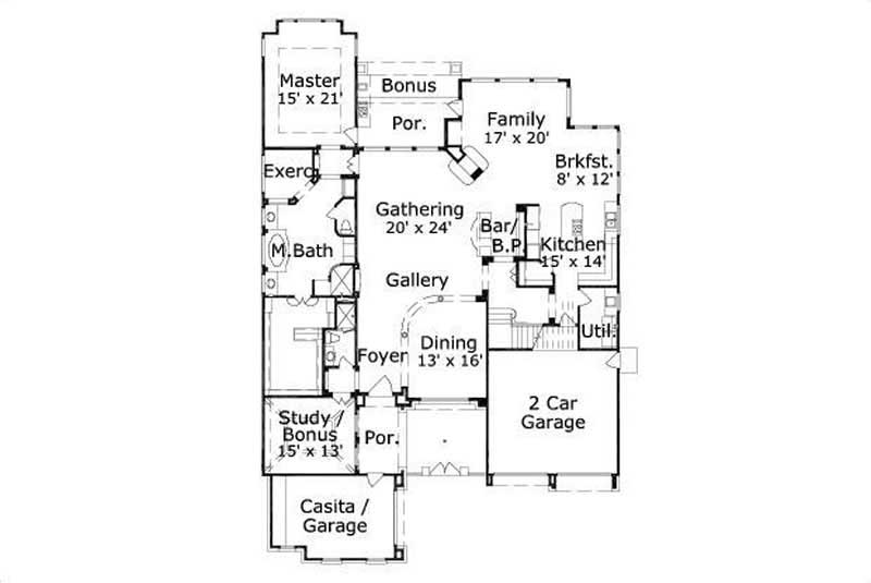 Floor Plan First Story of Country Plan #156-1325