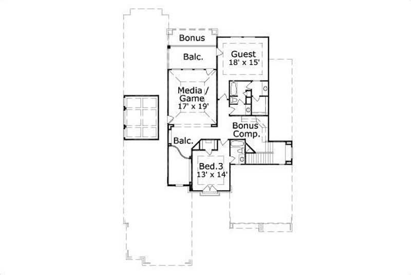 Floor Plan Second Story of Country Plan #156-1325