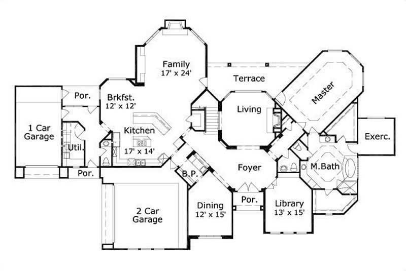 Floor Plan First Story of Mediterranean Plan #156-1340
