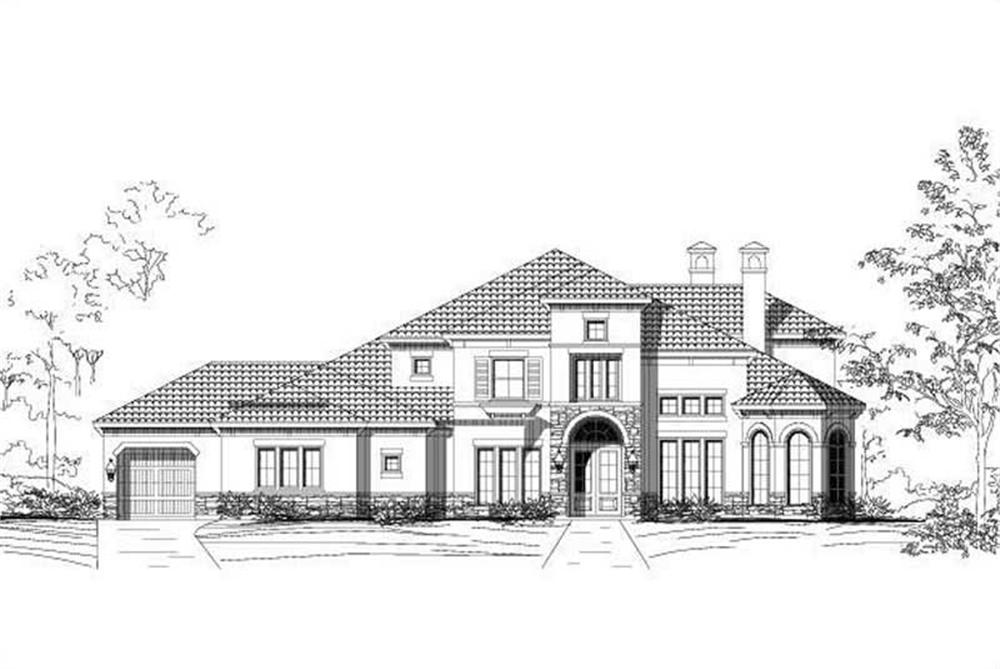 Front elevation of Tuscan home (ThePlanCollection: House Plan #156-1343)