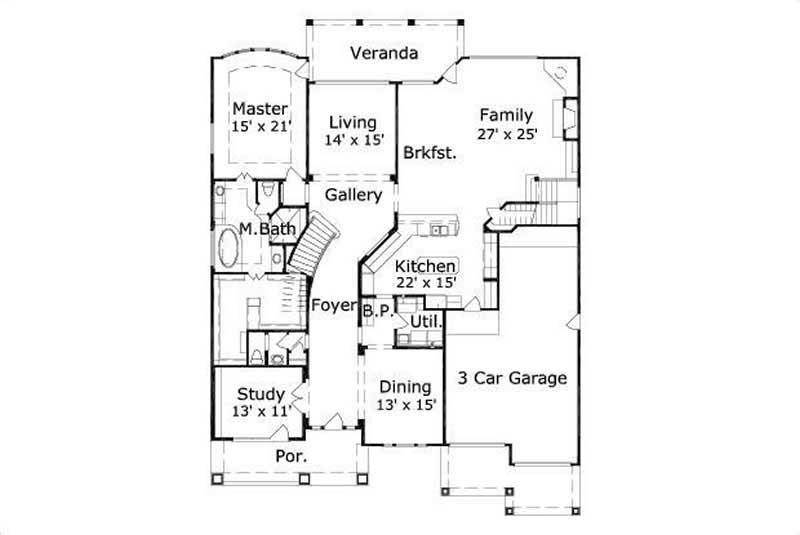 Floor Plan First Story of Plan #156-1345