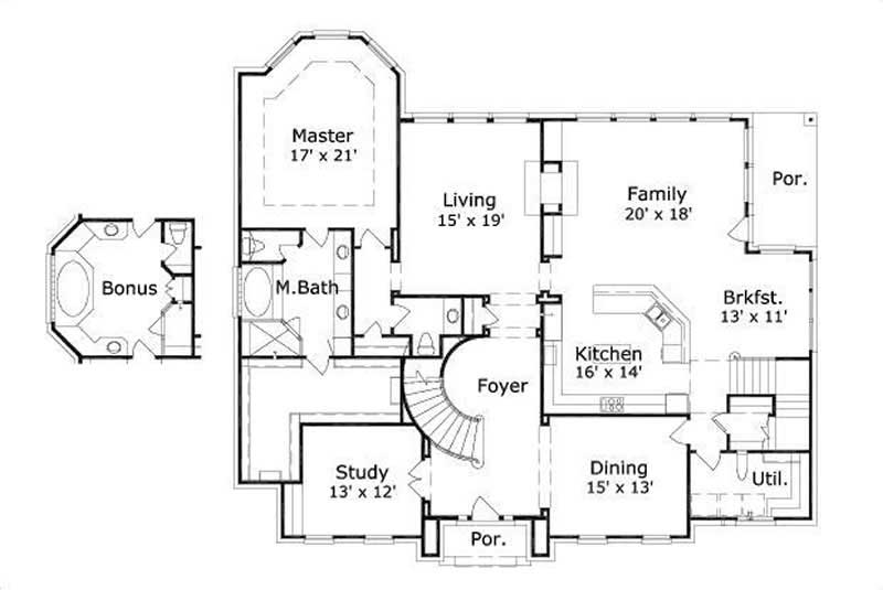 Floor Plan First Story of Luxury Plan #156-1346