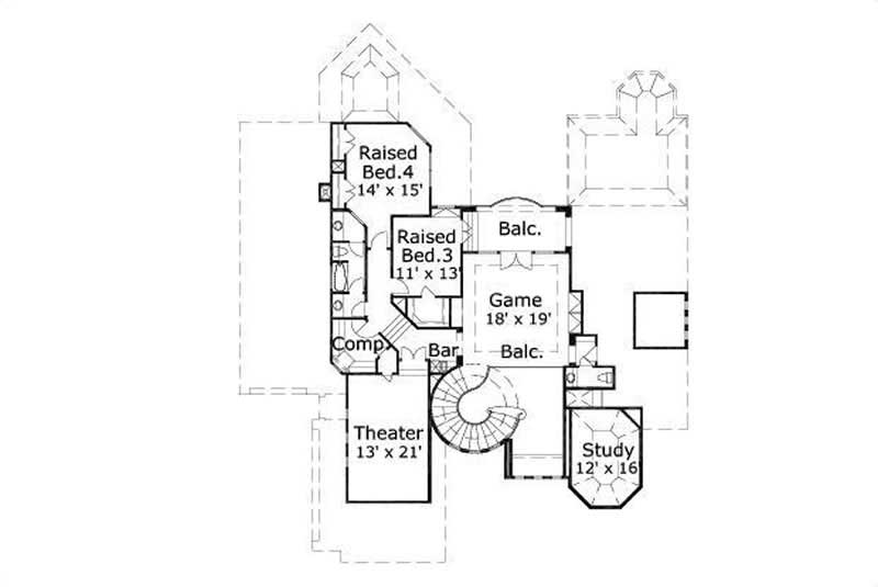 Floor Plan Second Story of Mediterranean Plan #156-1347