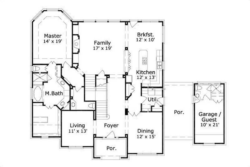 Floor Plan First Story of Luxury Plan #156-1350
