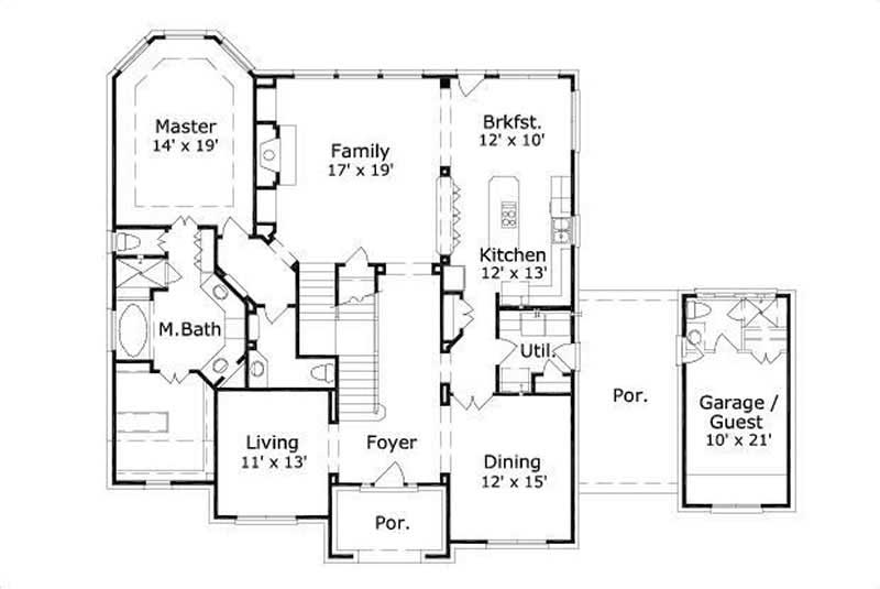 Floor Plan First Story of Luxury Plan #156-1351