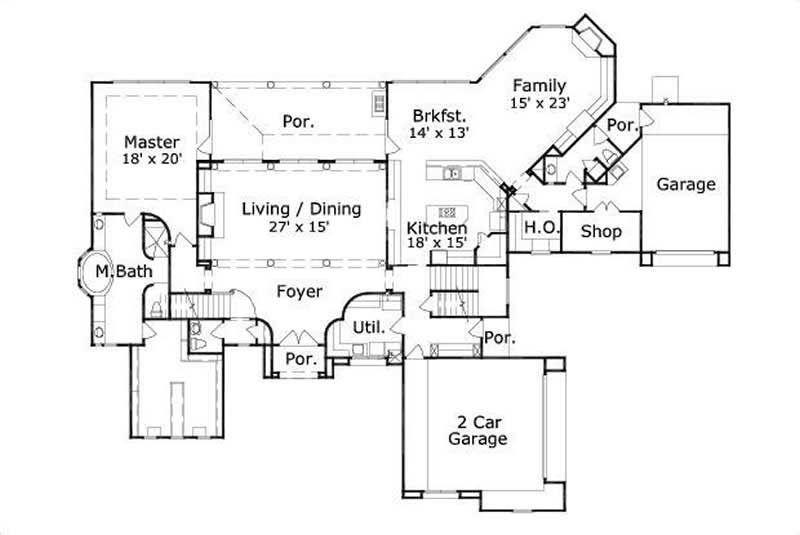 Floor Plan First Story of Luxury Plan #156-1358