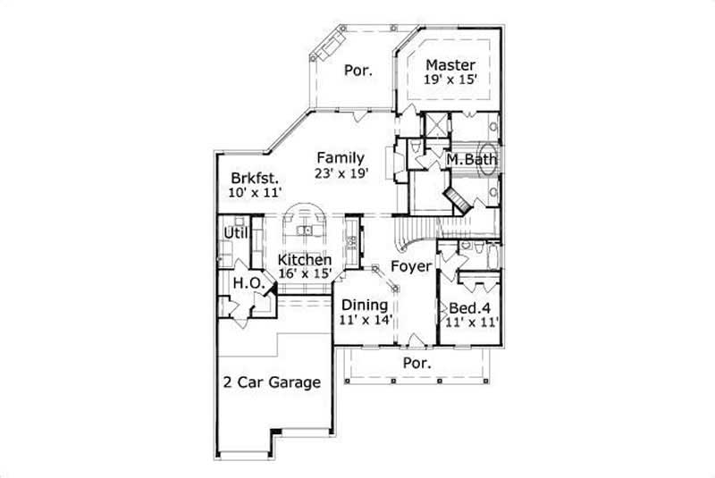 Floor Plan First Story of Colonial Plan #156-1359