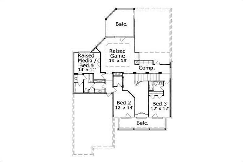 Floor Plan Second Story of Colonial Plan #156-1359