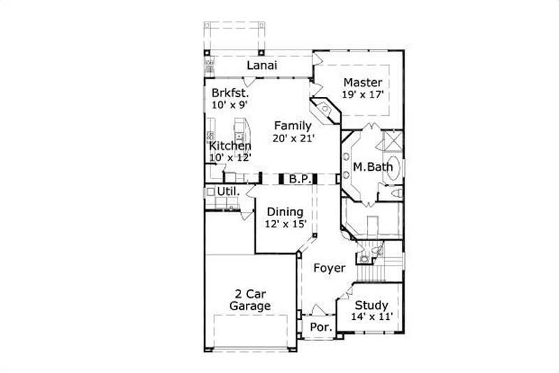 Floor Plan First Story of Traditional Plan #156-1362