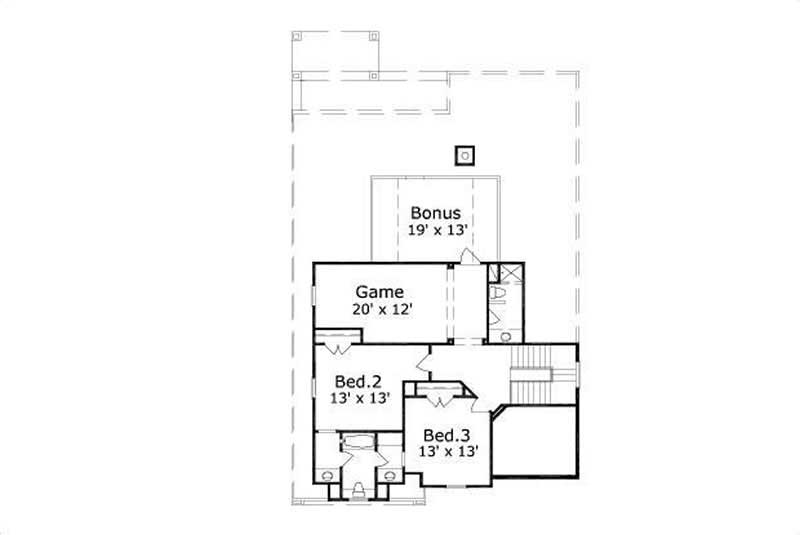 Floor Plan Second Story of Traditional Plan #156-1362