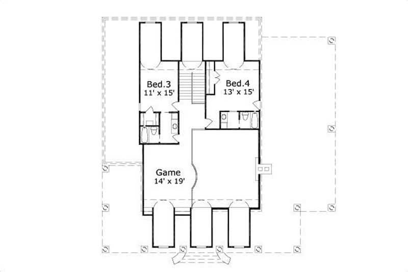 Floor Plan Second Story of Country Plan #156-1364
