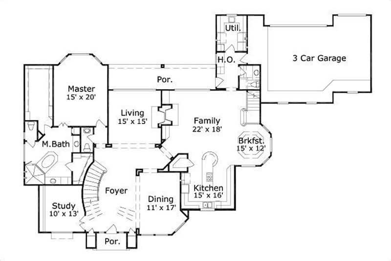 Floor Plan First Story of Luxury Plan #156-1367