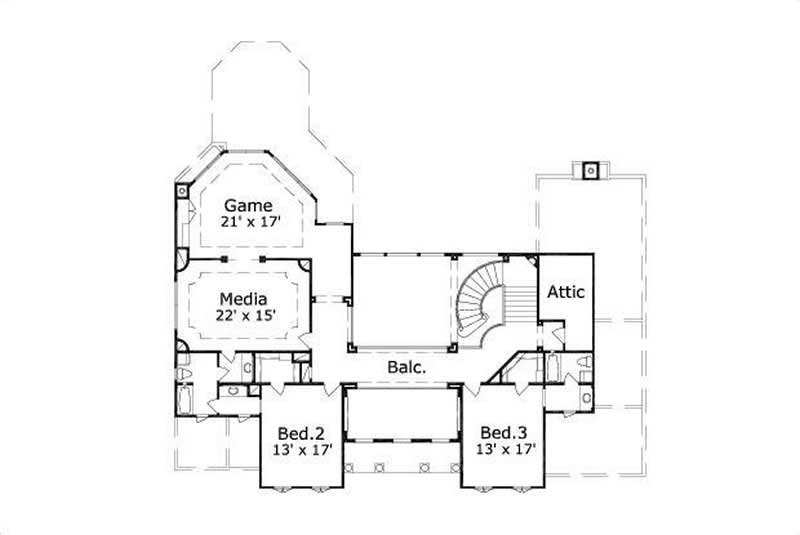 Floor Plan Second Story of Luxury Plan #156-1377