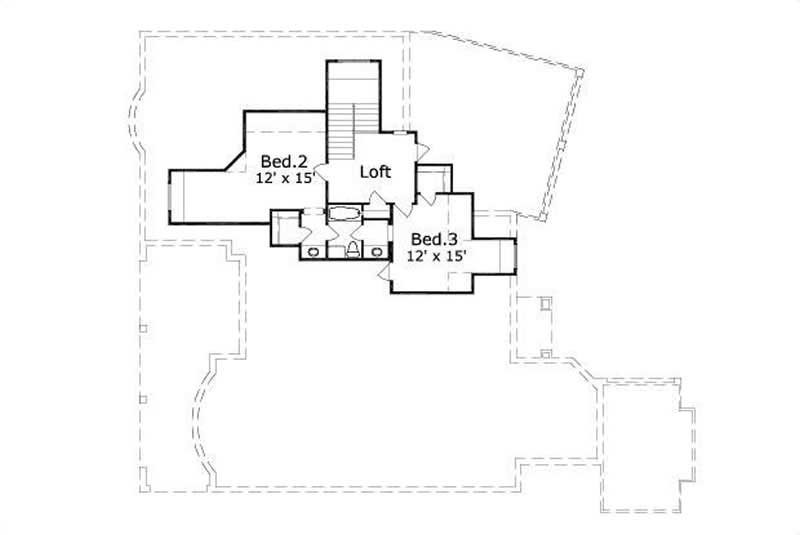Floor Plan Second Story of Luxury Plan #156-1383