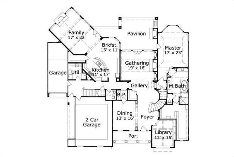 Floor Plan First Story of Luxury Plan #156-1386