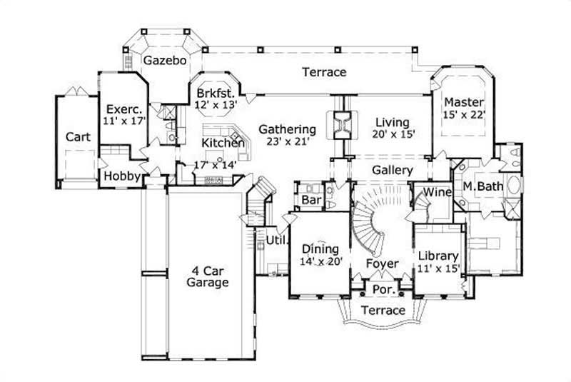 Floor Plan First Story of Luxury Plan #156-1391
