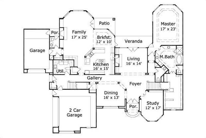 Floor Plan First Story of Luxury Plan #156-1394