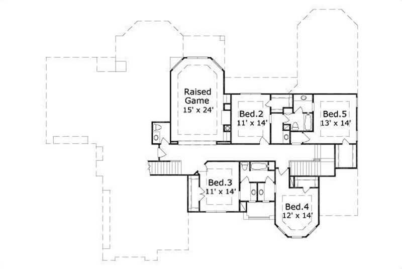 Floor Plan Second Story of Luxury Plan #156-1394