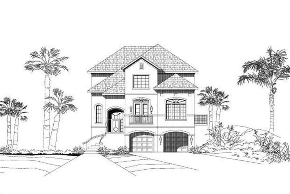 Front elevation of Coastal home (ThePlanCollection: House Plan #156-1396)
