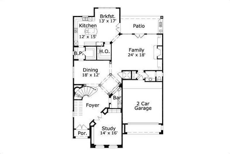 Floor Plan First Story of Luxury Plan #156-1397