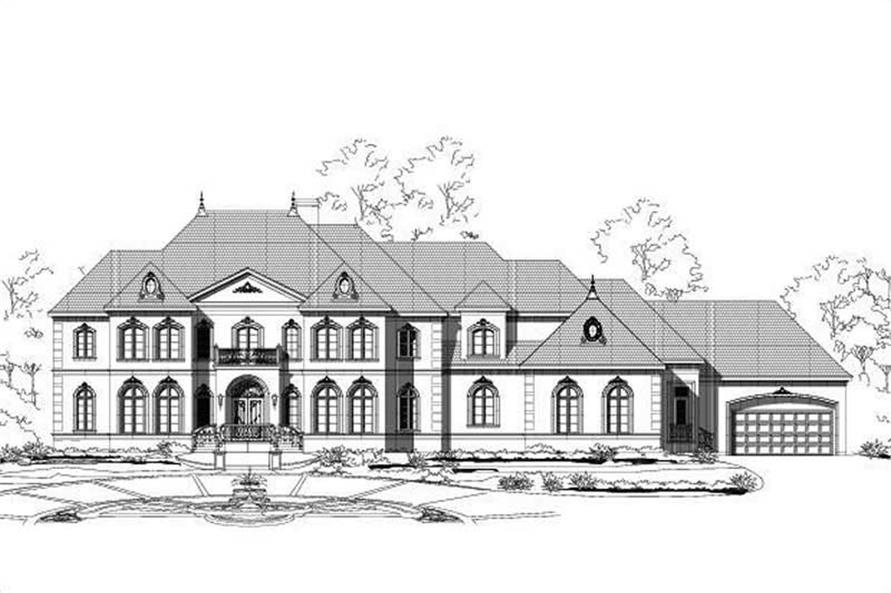 4-Bedroom, 6478 Sq Ft French Home Plan - 156-1403 - Main Exterior