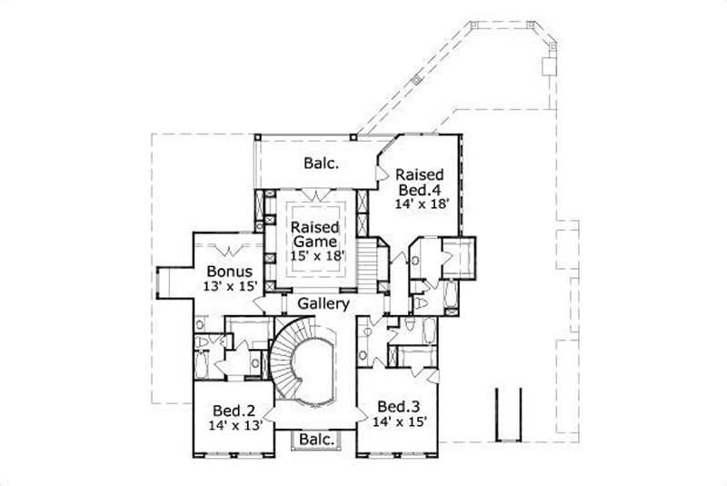 Floor Plan Second Story of French Plan #156-1407