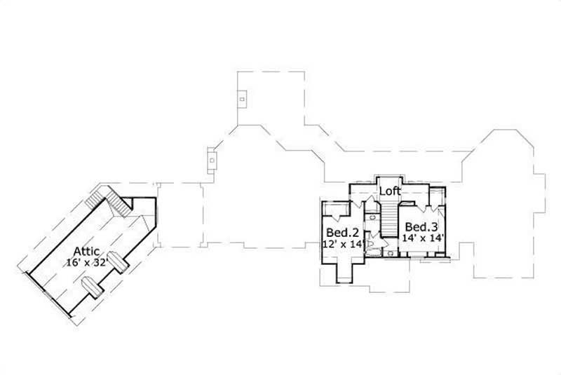 Floor Plan Second Story of Country Plan #156-1415