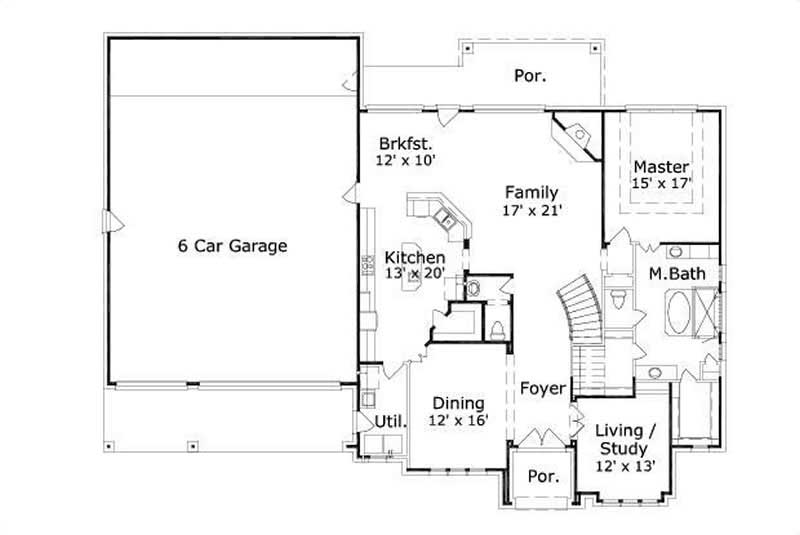 Floor Plan First Story of Country Plan #156-1416