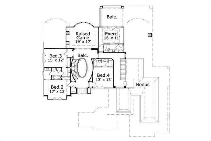 Floor Plan Second Story of Luxury Plan #156-1424