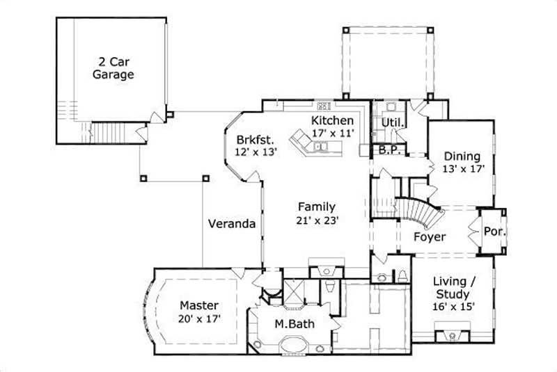 Floor Plan First Story of Luxury Plan #156-1426