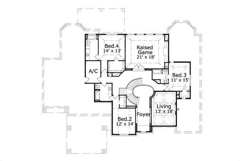 Floor Plan Second Story of Luxury Plan #156-1433