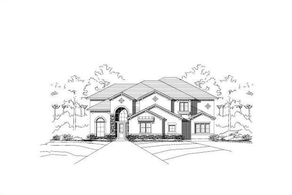 Front elevation of Tuscan home (ThePlanCollection: House Plan #156-1438)