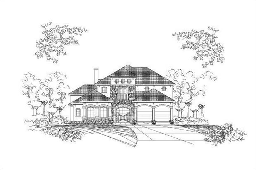 Front elevation of Tuscan home (ThePlanCollection: House Plan #156-1448)