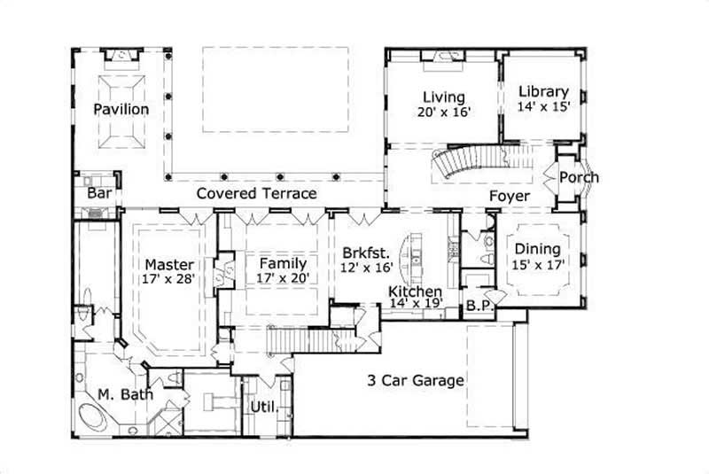Floor Plan First Story of Luxury Plan #156-1458