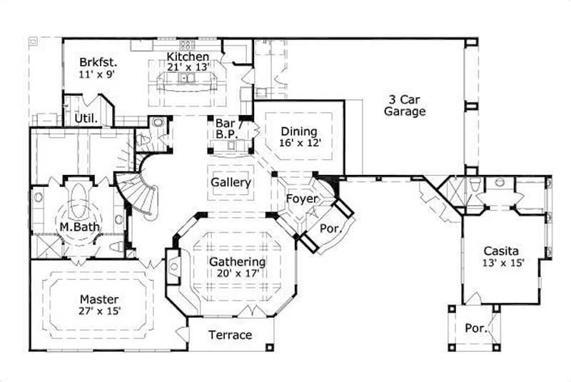 Floor Plan First Story of Plan #156-1459
