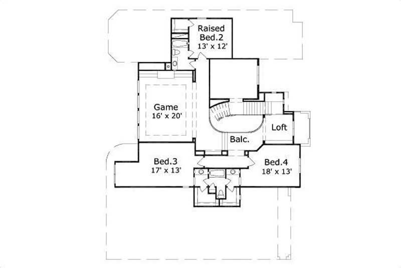 Floor Plan Second Story of Mediterranean Plan #156-1461