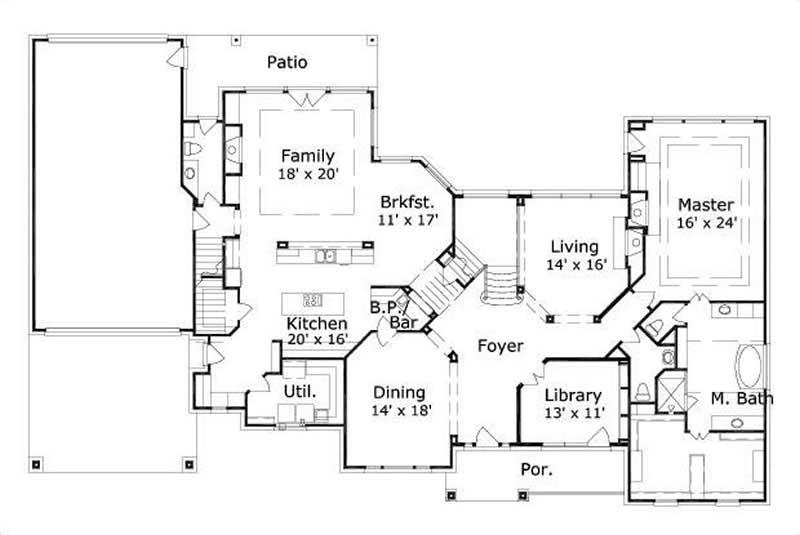 Floor Plan First Story of Luxury Plan #156-1471