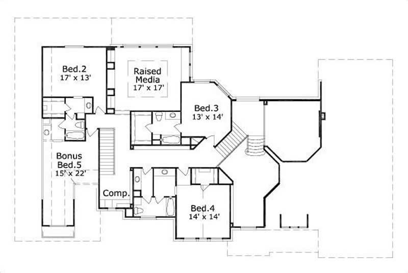 Floor Plan Second Story of Luxury Plan #156-1471