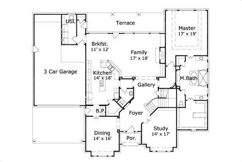 Floor Plan First Story of Luxury Plan #156-1483