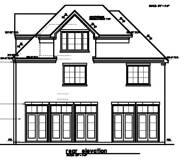Home Plan Rear Elevation of this 4-Bedroom,3595 Sq Ft Plan -156-1492