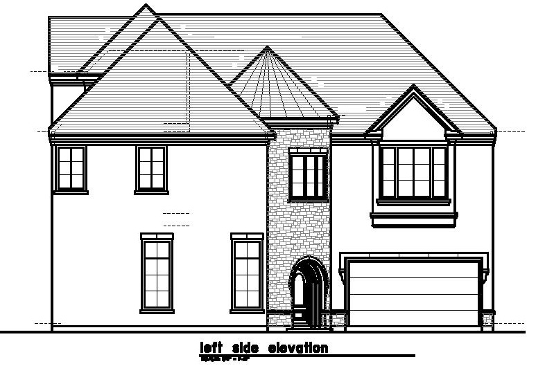 Home Plan Left Elevation of this 4-Bedroom,3595 Sq Ft Plan -156-1492