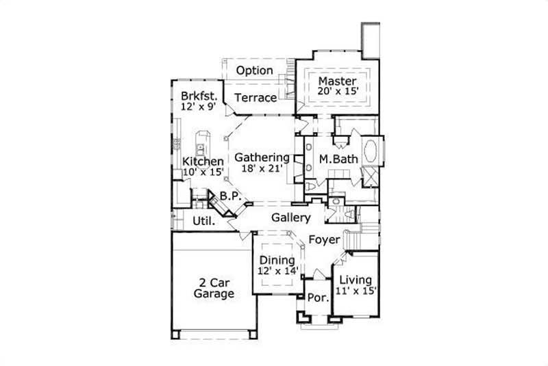 Floor Plan First Story of Country Plan #156-1494